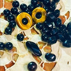 Lot TIGER EYE BEADS ONYX Appraisal DIY EARRING 💓